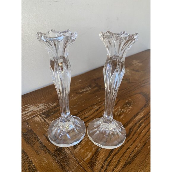 Pair of Chrystal Candlestick Holders  9" Tall - Picture 7 of 7
